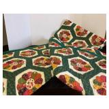 Pinwheel Hand Stitched Full/ Queen Green Quilt
