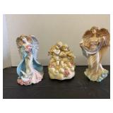 Porcelain Angel Tea Light, Two Cherubs Music Box