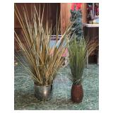 Two Planters with Faux Greenery. Heavy!  Large is