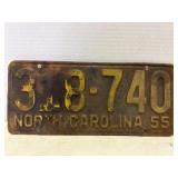 1955 North Carolina Tag.