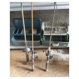 Two Tackle Boxes and Fishing Reels and Rods