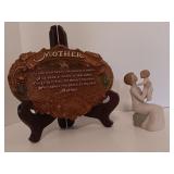 Mother Wooden Plaque and Figurine
