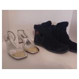 Gorgeous Silver Heels and Black Fur Boots Size 8