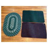 Three rugs, 2 indoor/outdoor & one braided