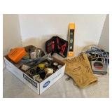 Man lot, tape measures, gloves etc