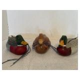 Set of three, vintage wooden ducks