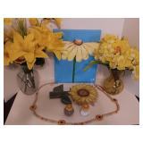 Adorable Yellow Flowers Lot With 2 Hand Painted