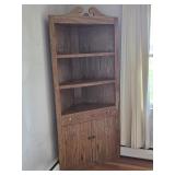 Corner Oak Cabinet, 3 Shelves and Underneath