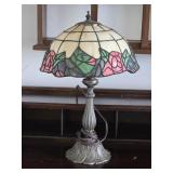 Nice Stained Glass Table Lamp with Ornate Metal
