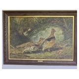 Large Print ' Ruffed Grouse' with Oak Frame.