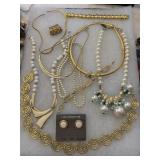 Goldtone White Costume Jewelry