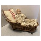 Vintage, bisque/porcelain doll in an vintage