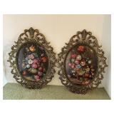 MCM, Italy, beautiful, pair of floral bubble wall