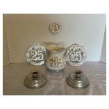 25th Anniversary vase with a pair aluminum candle