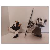Wooden Cow Folk Art Figurine and Vintage-Style