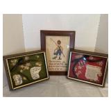 Vintage little boy shadow boxes & cross stitched