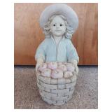 Vintage Girl with a Basket of Apples Ceramic