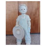 Vintage Boy Wearing OverAlls Ceramic Statue