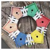 Birdhouse Wreath Wood Decor