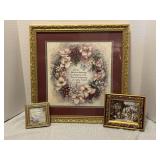 Vintage, home interior framed picture with two