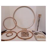 Multiple Sized Wooden Embroidery Hoops, Metal