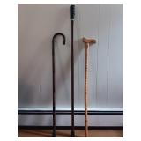 Three Wooden Walking Stick / Canes