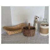 Country Decor. Ceramic Basket, Ceramic Chicken,