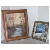 Two Beautiful Paintings.  Wooded Stream has Maple