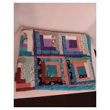 Machine Stitched Blue Multicolored Baby Quilt