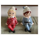 Vintage, hand painted, ceramic , elves