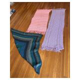 Three handmade, crochet wraps