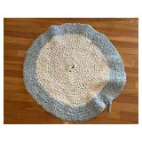 Handmade rag rug, blue & white