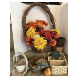 Fall wreath with baskets