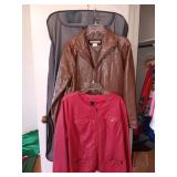 Two womens leather Jackets Size Large with Closet
