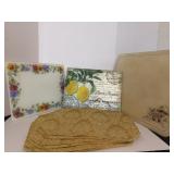 Glass Cutting Boards with 6 Gold Placemats