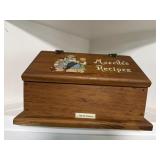 Vintage Wood Recipes Box with Recipes