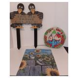 Adorable Outdoor Bird Decor Including Two Old