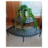 Spaco 3 Teir Metal Corner Plant Stand With Fake