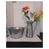 Galvanized Metal Planter and Pitcher with