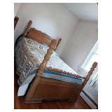 Wooden Full Sized Bed Frame with mattress and