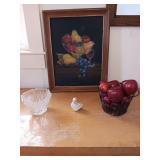 Hand Painted Fruit Bowl Canvas with Metal
