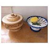 handcrafted lathe-turned wooden lidded bowl and