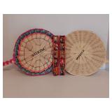 Hand Woven Palm Leaf Fans and a Retablo (A
