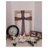 Home Decor Lot With HandMade Fabric Cross,