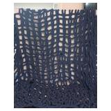 Handmade Navy Blue Chunky Chenille Knit Throw