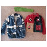 Two Christmas Themed Jackets with Green Crochet