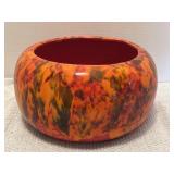 California pottery, red orange $ green swirls.