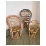 Vintage miniature rattan peacock chairs, 2 are