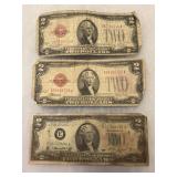 Red Seal $2.00 Bills. 3 total