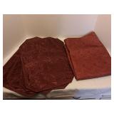 Four Chiffon Burgundy Floral Cloth Dinner Mats